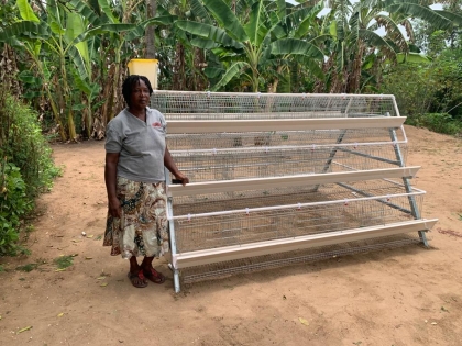 Distribution of battery cages to eleven women farmers on 30/03/2023