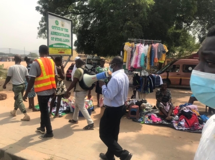 Sensitisation and Evacuation of hawkers on the streets and pavements within  Amasaman